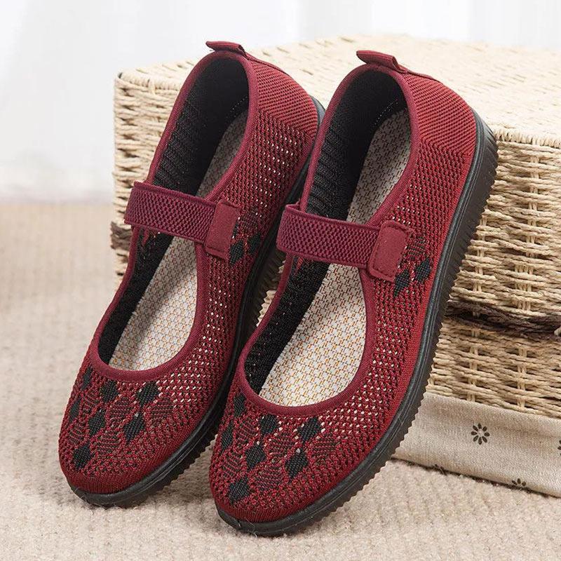 Summer Cloth Shoes Women's Net Shoes Breathable Mesh Non-slip Mother Shoes Granny Net Yarn Shoes Ladies Hollow Thin Section