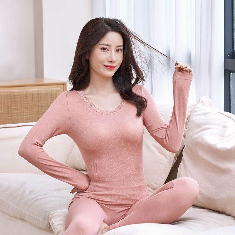 Thermal Underwear Autumn Clothes Long Trousers Women's Suit Seamless Body Shaping Thin Cotton Wool Bottoming Shirt Underwear Women