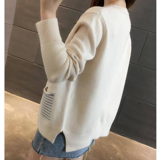 Knit Cardigan Sweater Women's Short Spring and Autumn Sweater Loose Wild Sweater Coat