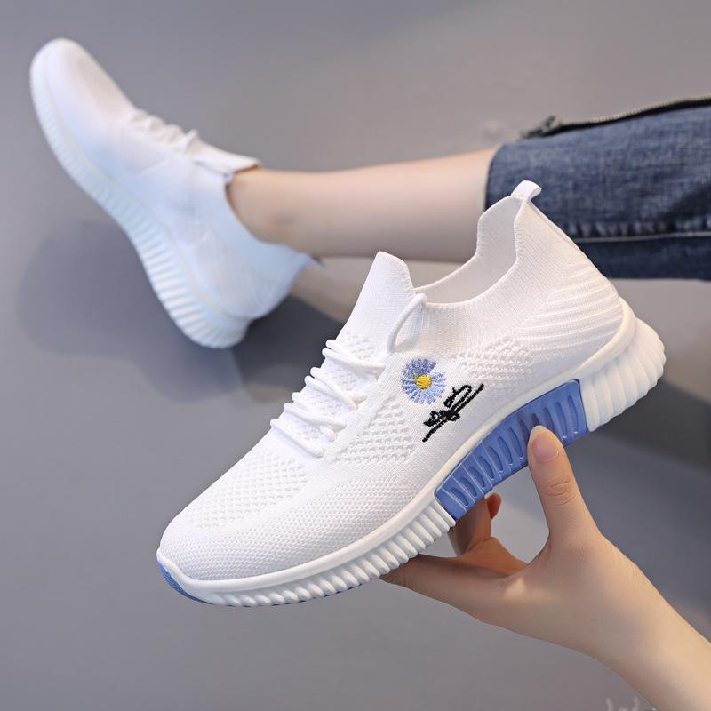 Summer Women's Mesh Breathable Casual Shoes Small Daisy Embroidered Sneakers Running Net Shoes