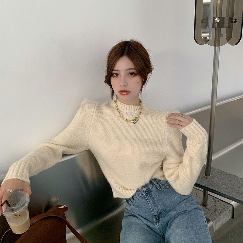 Cropped Sweater Women Fashion Knitted Jumper Pullover Sweaters Autumn Winter New Fashion Long Sleeve Casual Tops Women Knitwear Clothes