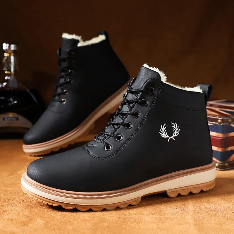 Winter Boots Men's Warm and Velvet High-top Cotton Shoes Leather Boots Men's Thick Snow Boots Short Boots Men