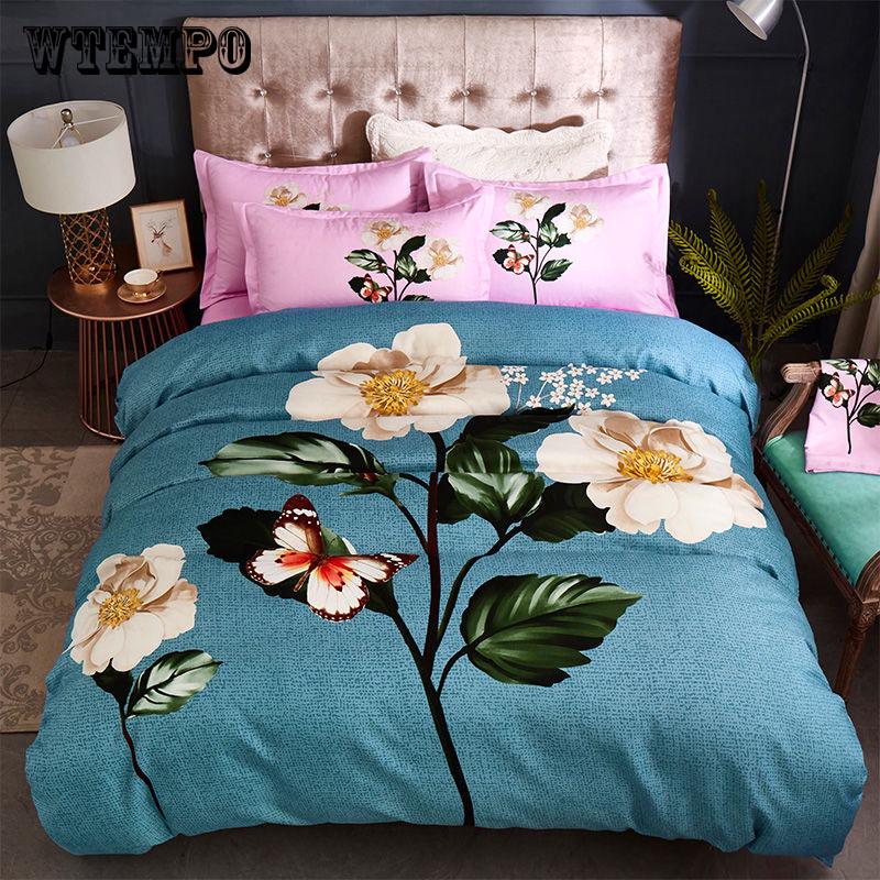 Brand Fashion 3D Flower Printing Duvet Cover Set with Pillowcase Bedding Set Quilt Cover Set