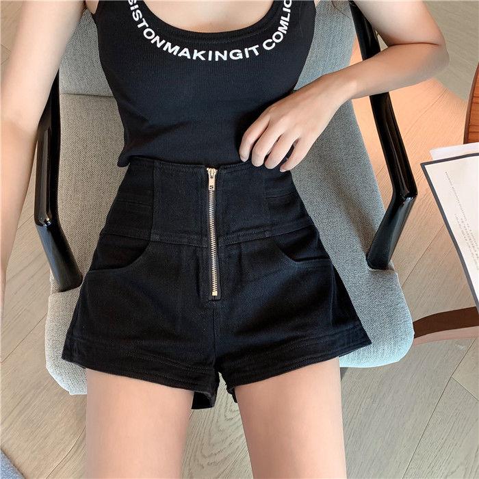 WTEMPO High Waist Zipper Denim Shorts Women Loose Spring and Summer Wide Leg A-line Thin Bottom Casual Shorts