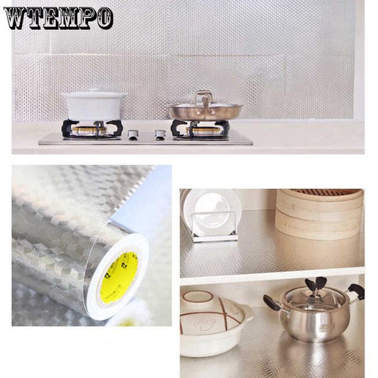 Brand 3M Aluminum Foil Self Adhesive Waterproof Wallpaper Kitchen Sticker DIY Home Decor