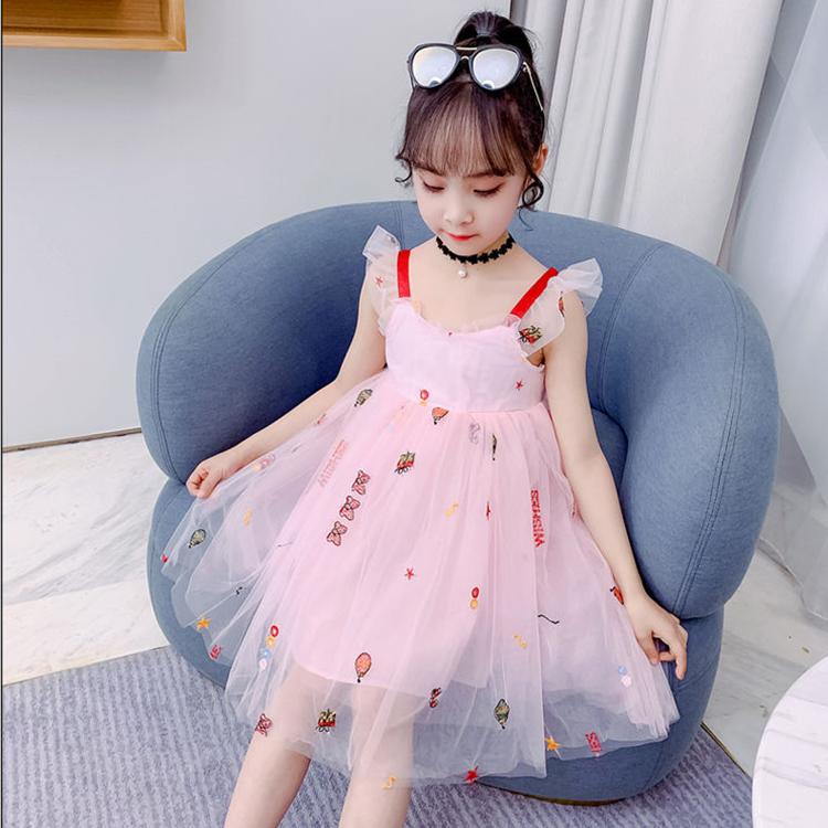 Children Dress Spring Summer Kids Clothing Sling Girls Yarn Skirt Sleeveless Princess Dress Girl 4 13 Years