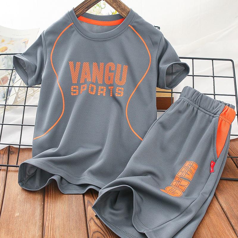 Children Clothing Set Boys and Girls Short-sleeved Shorts Suit Summer Thin Printing Letter Children Quick-drying Sports Two-piece Suit