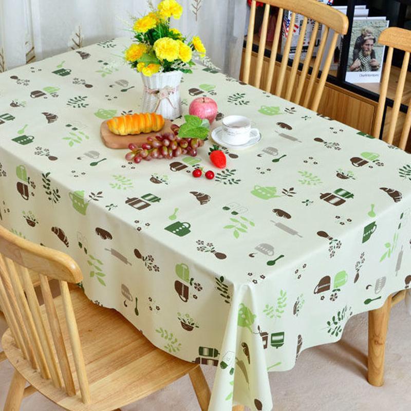 Pvc Table Cloth Rectangular Table Cloth Waterproof and Oil-proof Disposable Lace Bronzing Printing Coffee Table Mat Tablecloth Cloth