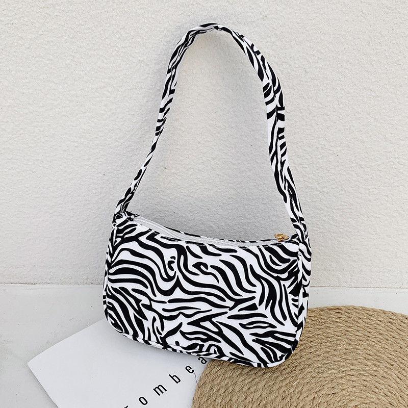 Baguette Bag Nylon Animal Pattern Armpit Bag for Women Shoulder Handbags Lady Simple Hand Bag