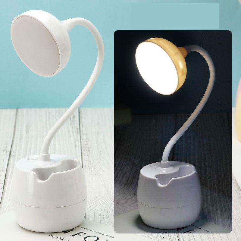 Push Button Switch LED Desk Lamp Eye Protection Cute Petal Type Dormitory USB Charging Plug-in Learning Lamp Reading Bedroom Bedside Lamp