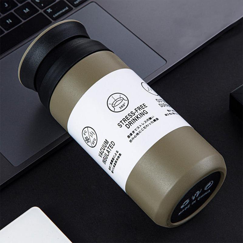 Japanese Style Simple Frosted Vacuum Flask Water Cup 304 Stainless Steel Accompanying Travel Mug Portable Vacuum Flask Thermos Cup