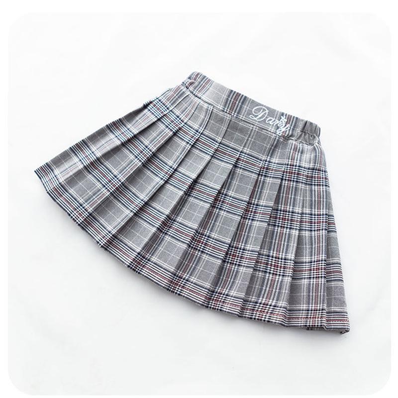 Girls' Pleated Skirt Korean High Waist Skirt Spring and Summer School Dress Embroidered Letter Children's Performance Skirt