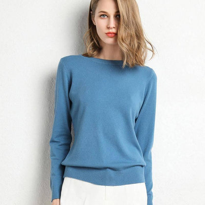 Pofulove 10 Colorss Round Neck Bottoming Shirt Sweater Women Short Long Sleeve Pullover Solid Color Knitted Sweater