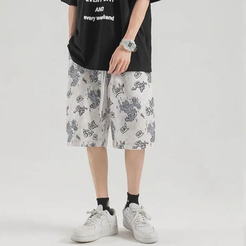 Summer Shorts Men's Beach Quick-drying Casual Pants Graffiti Printing Large Size Loose Five-point Pants Thin Section Breathable Comfortable Shorts