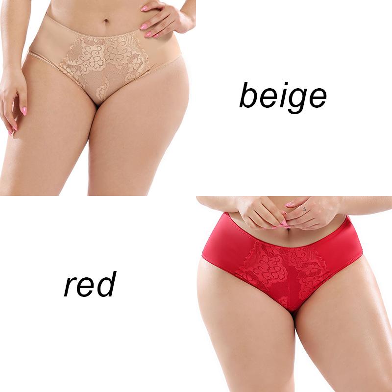 2PCS Plus Size Ladies Panties Sexy High Waist Briefs Fat Ladies Lace Panties L-5XL