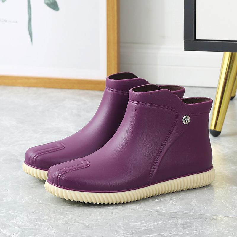 Rain Boots Women's Fashion Short Rain Boots Women's Waterproof Four Seasons Water Shoes Outside Wear Non-slip Water Boots Thick Shoes