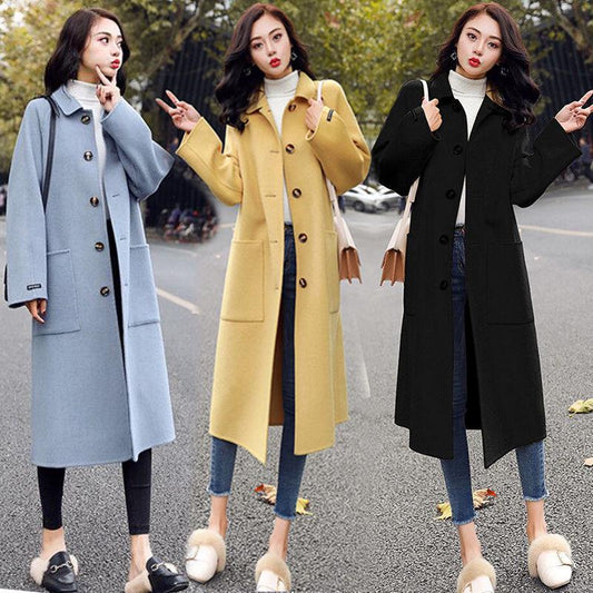 Autumn and Winter Large Size Woman's Clothing Long Sleeve Warm Windbreaker Large Size Woolen Coat