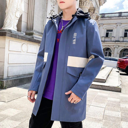 Medium and long section Large size Windbreaker Men's clothes Spring and Autumn Men's Woolen coat