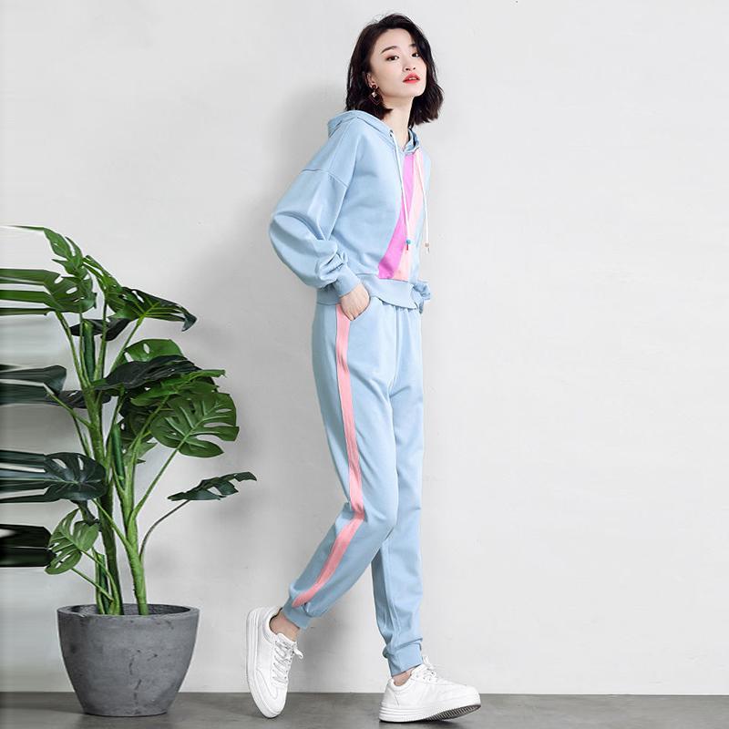 Women Casual Tracksuit Joggers Two Pieces Set Spring Autumn Hooded Sweatshirts Pants Streetwear Outfits Sweatpants Sports Suit