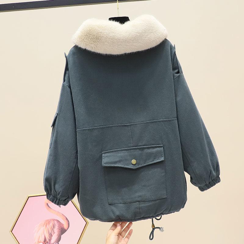 Winter Wear Pie Overcomes The 2021 New Korean Version of Loose Large Size Tooling Pockets Plus Cashmere Cotton Coat To Keep Warm Short Cotton Coat