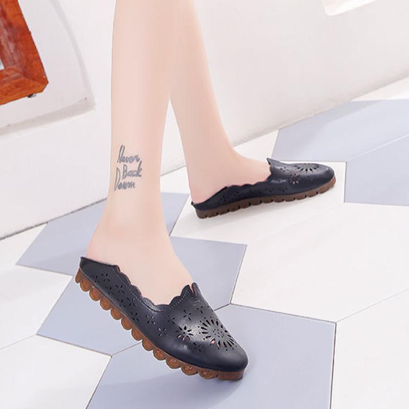 Summer Two-wear Flat Shoes Women's Loafers All-match Hollow Shoes Korean Bow Shoes