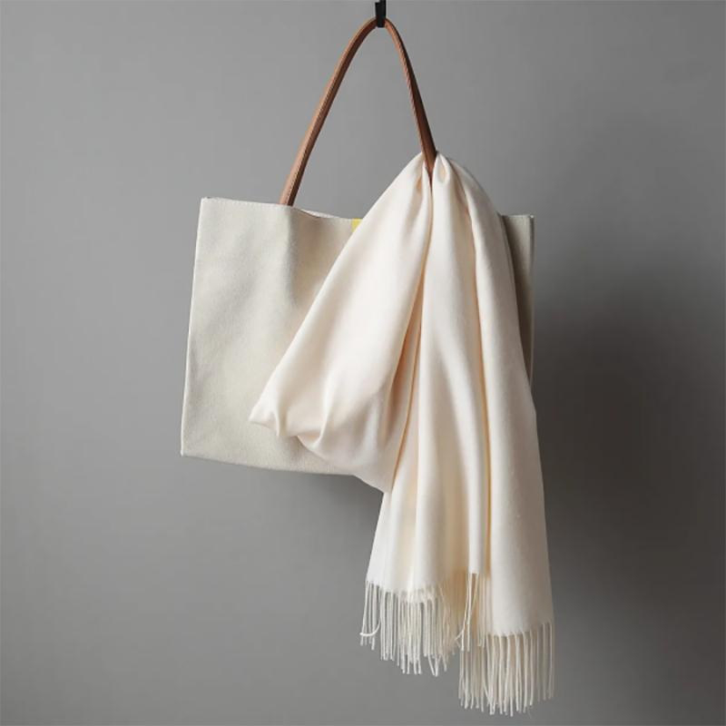 Women's Oversized Scarf Warm Tassel Shawl Solid Color Imitation Cashmere Thickened Dual-use Winter