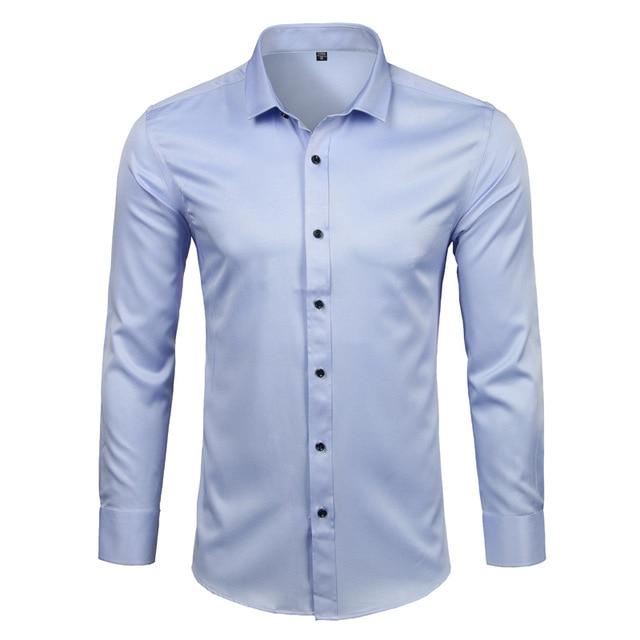 Men's Comfortable Bamboo Fiber Dress Shirts Casual Slim Fit Long Sleeve Male Social Shirts