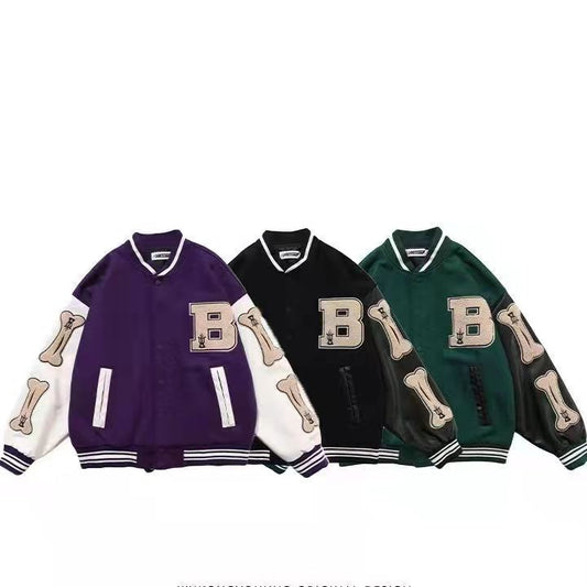 Womens Coats and Jackets High Street Hip Hop Baseball Uniforms Street Casual Coat Loose Stitching Jacket Tops