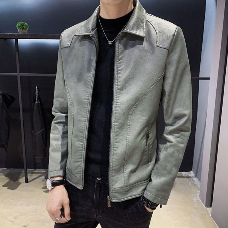 Leather Men's Jacket Korean Men's Autumn and Winter Jacket Slim Trend Leather Jacket Youth Jacket