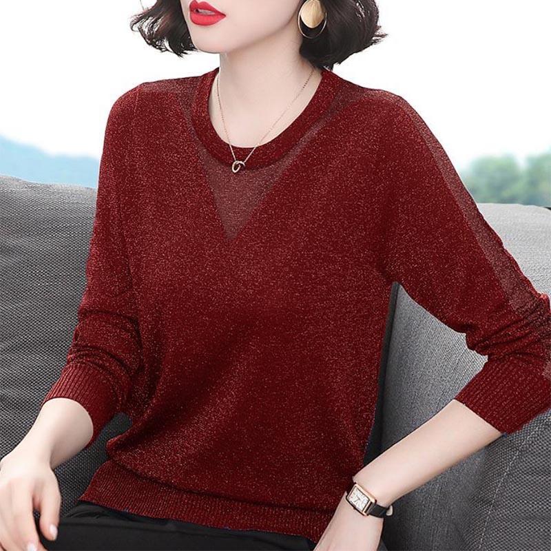 Women's Knitted Tops Loose Sweaters Inner Bottoming Shirts Outer Wear Large Size Mother's Wear