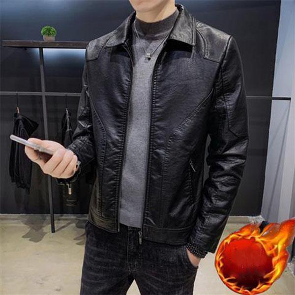 Leather Men's Jacket Korean Men's Autumn and Winter Jacket Slim Trend Leather Jacket Youth Jacket