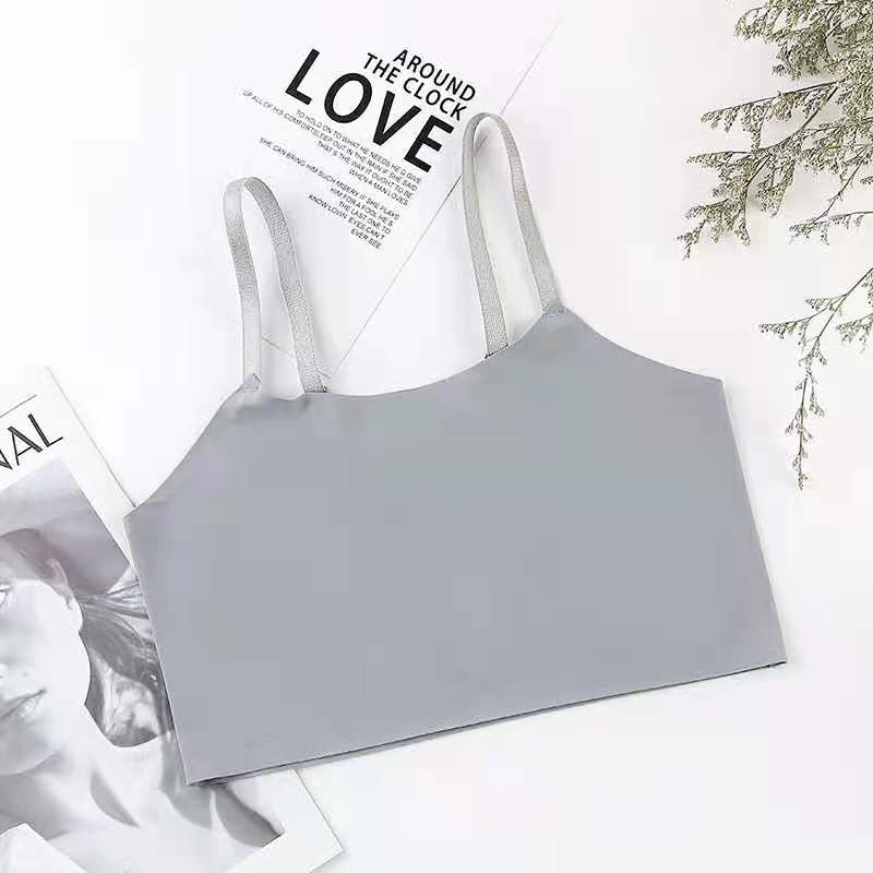 Girl Solid Breathable Soft Underwear Candy Color Teenager Cotton Sport Development Period Vest Bra