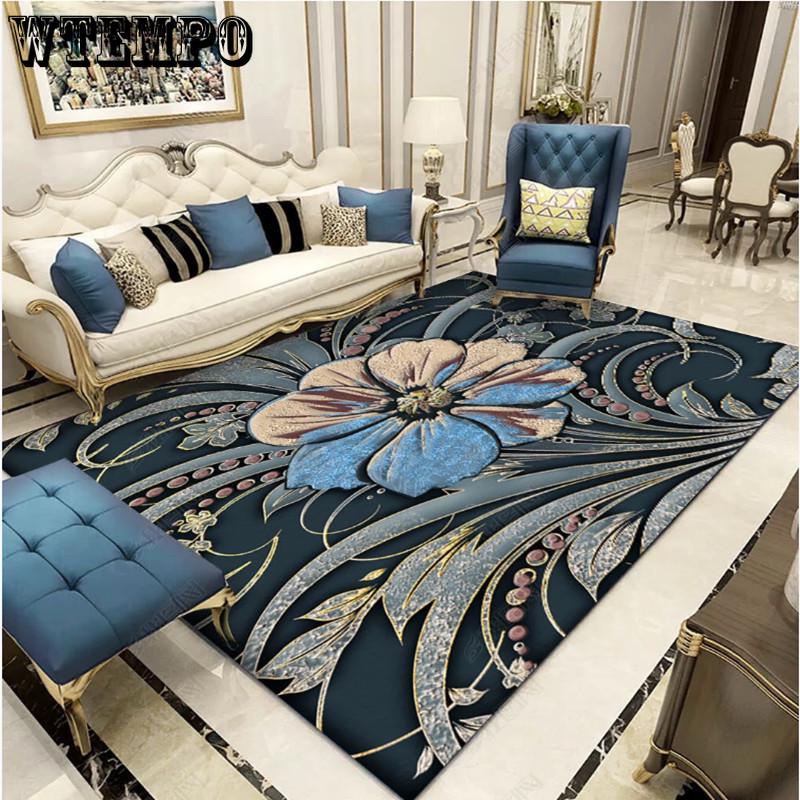 Chinese Style 3D Floral Pattern Carpet for Living Room Area Rug Children Floor Mat Cloakroom Rugs