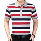 Summer Middle-aged Men's Short-sleeved T-shirt Lapel Dad Wear Summer Loose and Thin Half-sleeved Men's Striped    Shirt