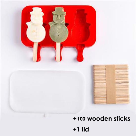 Homemade Food Grade Silicone Ice Cream Molds Ice Lolly Moulds Freezer Cartoon Ice Cream Bar Molds Maker with 100 Popsicle Sticks