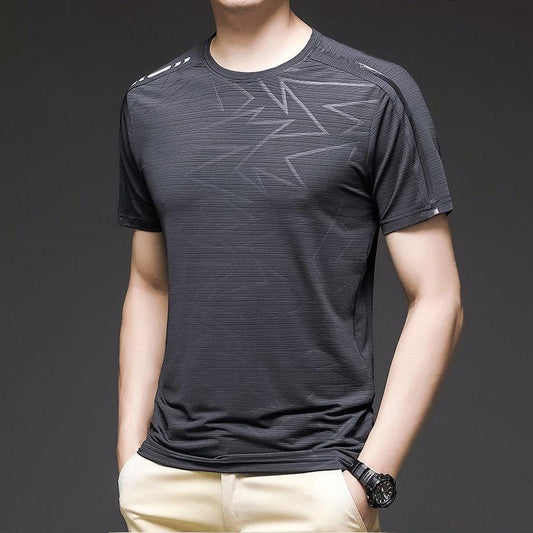 Men's Ice Silk Stretch T-shirt Summer Loose Cool Short-sleeved Super Light Quick-drying Top