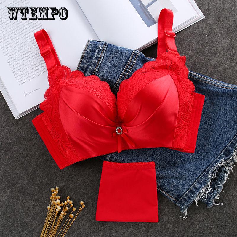 Summer No Steel Ring Gather Thicker Bra Adjust Ice Silk Thin Seamless Girl Underwear Women's Bra Set