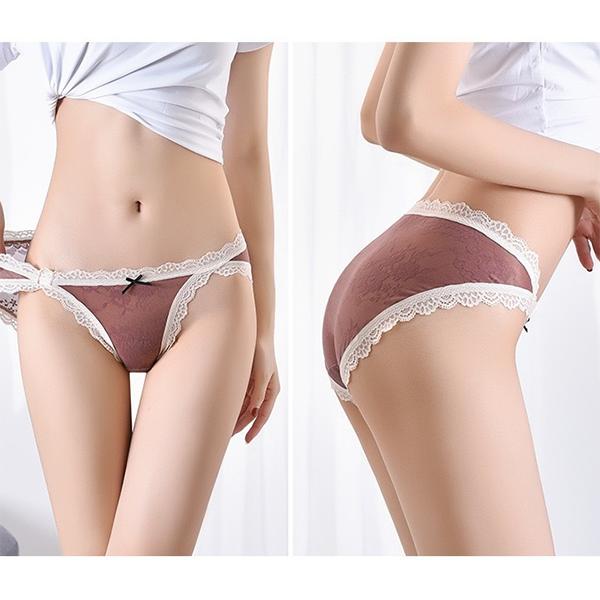 5Pcs/Set Spring Summer Lace Underpants Ladies Large Size Ice Silk Panties Solid Color Low Waist Seamless Briefs