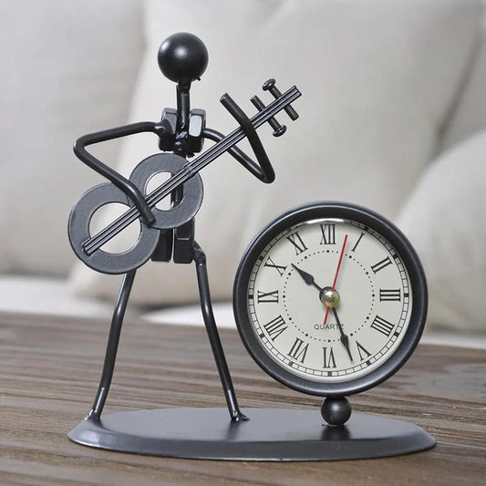 Nordic Music Triathlon Clock Creative Bedside Violin Guitar Clock Home Living Room Furnishing Clock