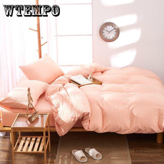 4pcs Plaid Bedding Set Summer Bed Linens Set  Simple Style Duvet Cover  Pastoral Bed Set Adult Bedding Bedclothes Skin-friendly Pillowcases