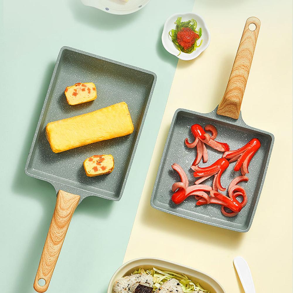 Kuali Tamagoyaki Frying Pan Square Mini Non-Stick Pan Burning Egg Roll Pan Maifan Stone Omelette Pot Home Breakfast Pan