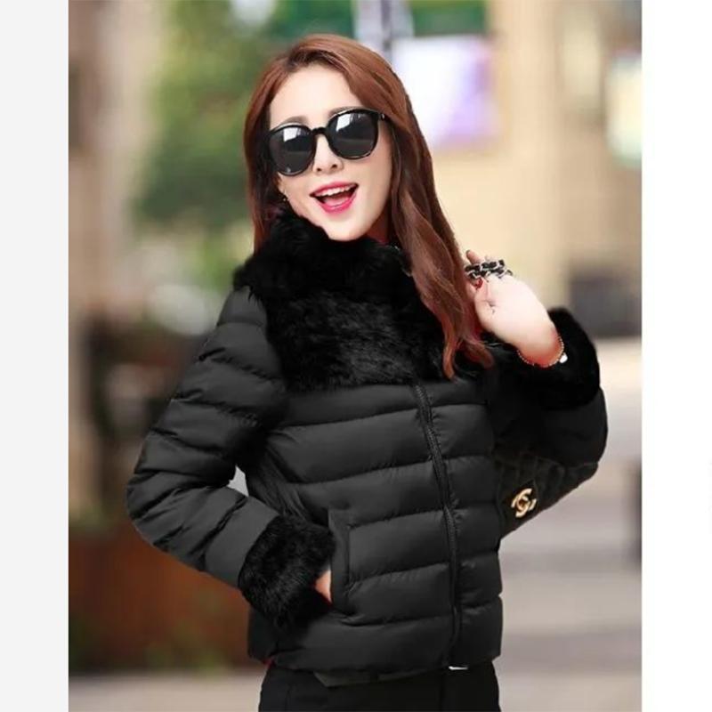 Women's Rabbit Fur Down Padded Jacket Short Cotton Down Jacket Winter All-match Warm Jacket Small Padded Jacket Women