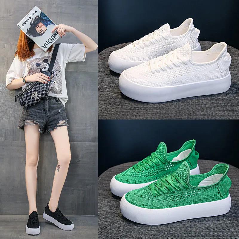 Little White Shoes Female Summer Hollow Lace Mesh Yarn Lace Mesh All-match Breathable Thick-soled Women's Shoes