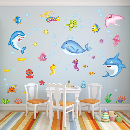 Creative 3D Cartoon Underwater World Kindergarten Environment Decorative Removable Wall Sticker