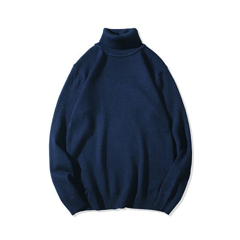 Autumn Winter Men'S Sweater Warm Men'S Turtleneck Sweater Solid Color Casual Sweater Men's Slim Fit Knitted Pullovers