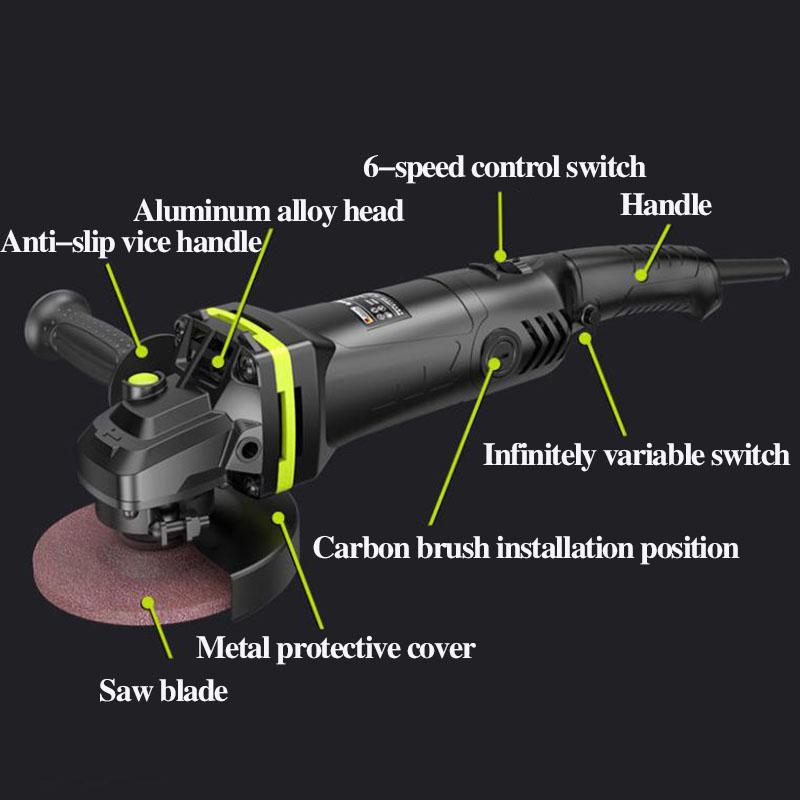 2680W High Power Angle Grinder Utility Set Handheld Electric Grinder Polisher Wire Cutter Can Cut Metal Stone