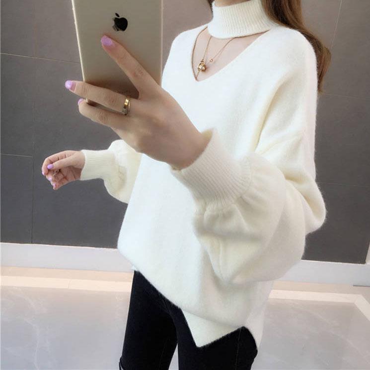 Thick O- Neck Women Sweater Streetwear Knitted Pullovers Top Autumn Winter Christmas Sweater Pull