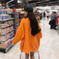 Autumn and Winter Cotton Orange Sweater Long Sleeve Loose Round Neck T-shirt Letter Casual Top