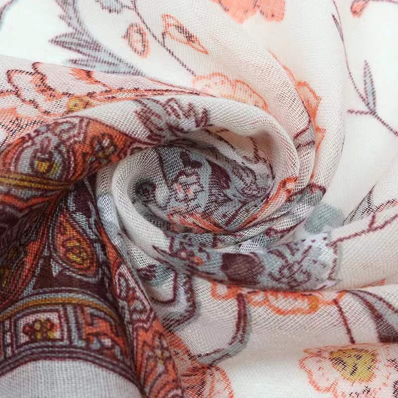 180*90 Huge Size Ethnic Style Warm Scarf for Women Autumn and Winter Print Shawl Scarf Cotton and Linen Sunscreen Silk Scarf Floral Thin Tulle Scarves