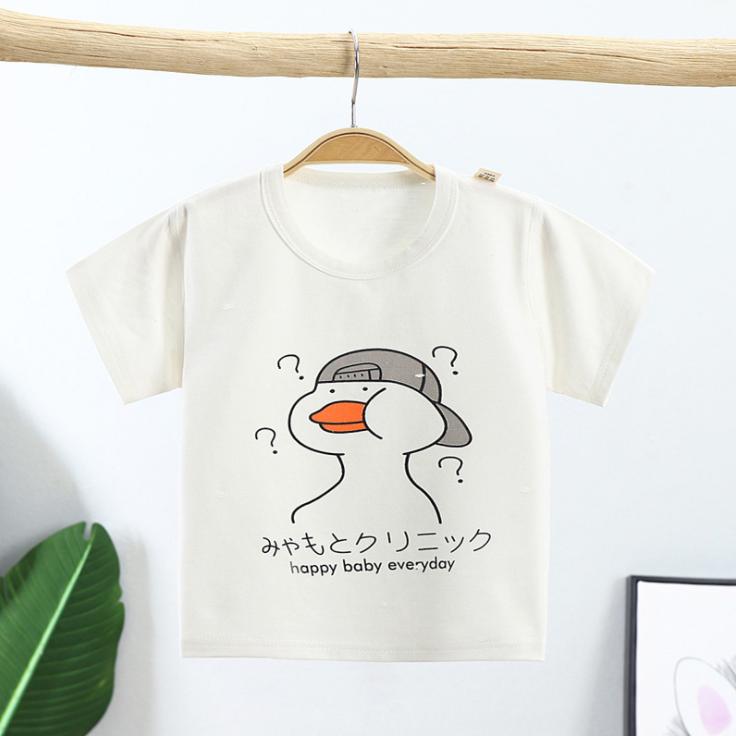 Summer Kids Cute Printing Duck T Shirts Short Sleeve Tops Korean Style O-neck Loose T Shirts for Children Girls and Boys